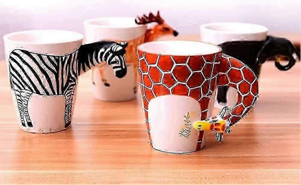 Keramisk kaffemugg, 3D zebra djurmönster handmålad, termiskt isolerad, diskmaskinssäker, lätt att hålla, för kaffe te mjölk, perfekt present, hemkontor