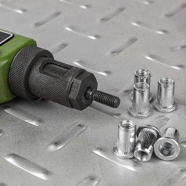 #10-32 Rivmutter, 100 stk. 304 Rustfritt Stål Riflet Flatt Hode Gjenget Innsettingsmuttere for Metall, Plast - Perfekt