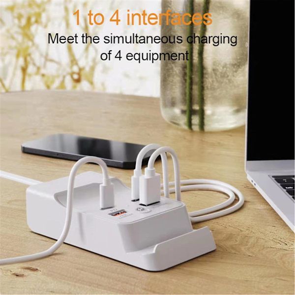 4-porttinen USB-laturi 20 W:n pikalatauskeskitin puhelintelineellä useille laitteille