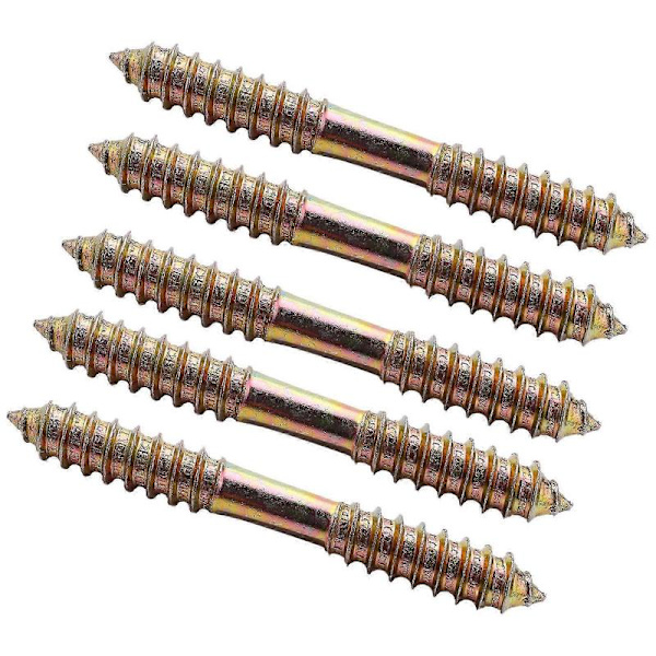 M8 x 70mm Dobbeltendet Træ til Træ Møbelmonteringsdobbeltskrue 5 stk.