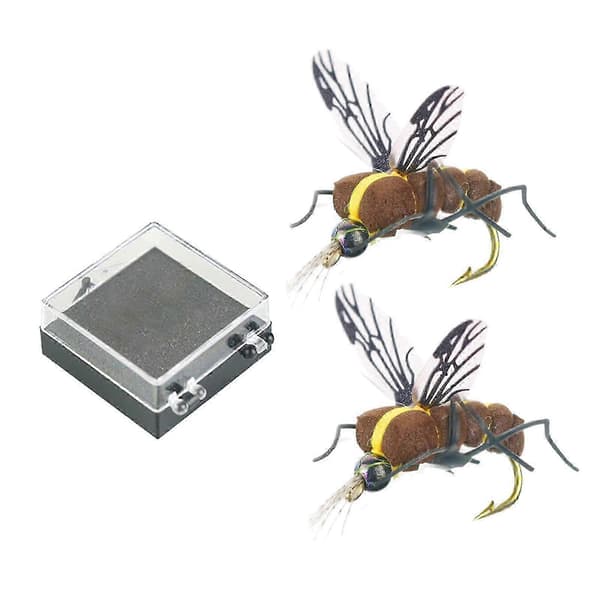 Simulering Flugor Bi Lockfiskekrokar, 2-pack Flytande Sötvattensfiskedrag, Med Förvaringslåda 17mm