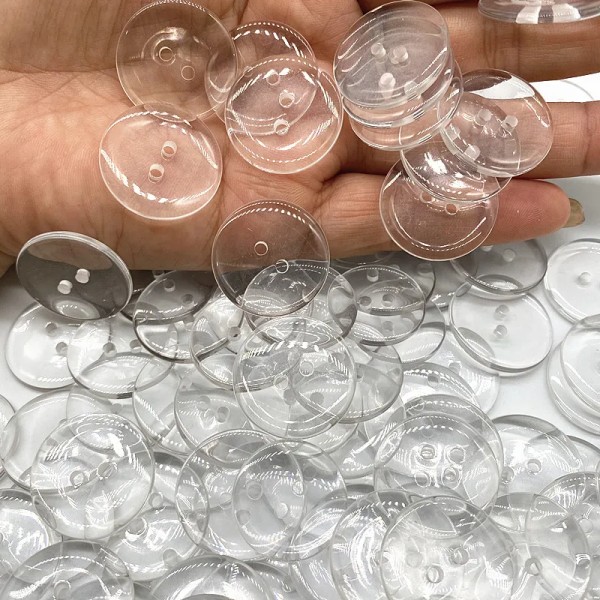 New 9--25mm Two Holes Transparent Small Buttons  Suit Pad Button Bread Round Resin Sewing Buttons Diy Scrapbooking