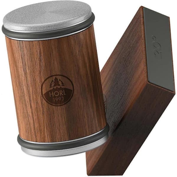 2 Walnut Rolling Knife Sharpener - Kitchen Knife Sharpener for Razor-Sharp Edges Made in Germany - Easy Knife Sharpening Kit - Roller with M