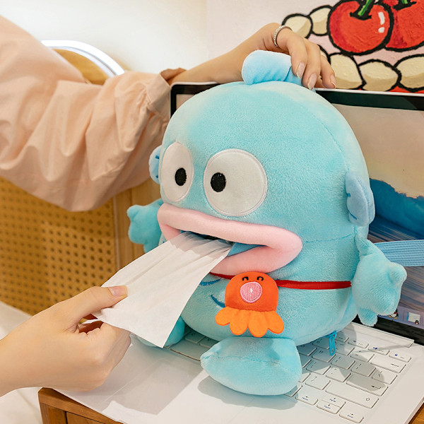Tecknad japansk clownfisk Hanton litet monster omringande docka tissue box kreativ docka bil hem Ful fisk tissue hänge Ugly fish tissue pendant 26cm（0.2kg)