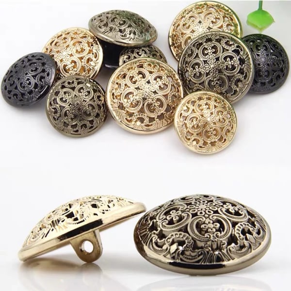 European Retro Hollow Carved Golden Buttons for Clothing Handmade DIY Blouse Buttons Sewing Accessories Vintage Jacket Buttons