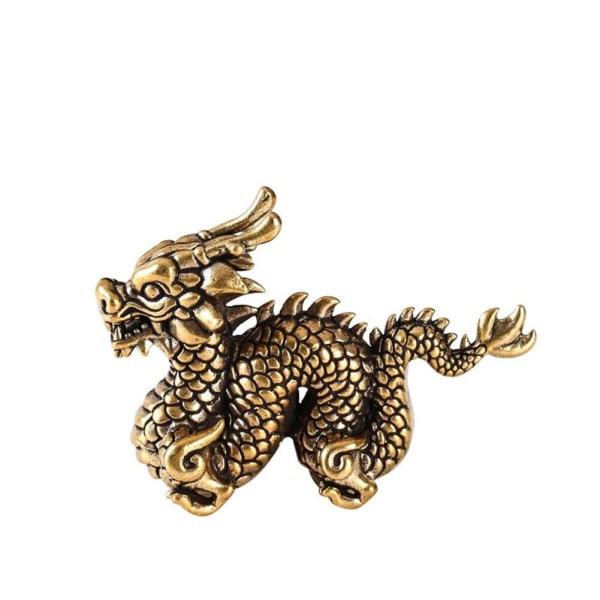Vintage Brass Zodiac Dragon Statue for Home Decor Handcrafted Desktop Ornament