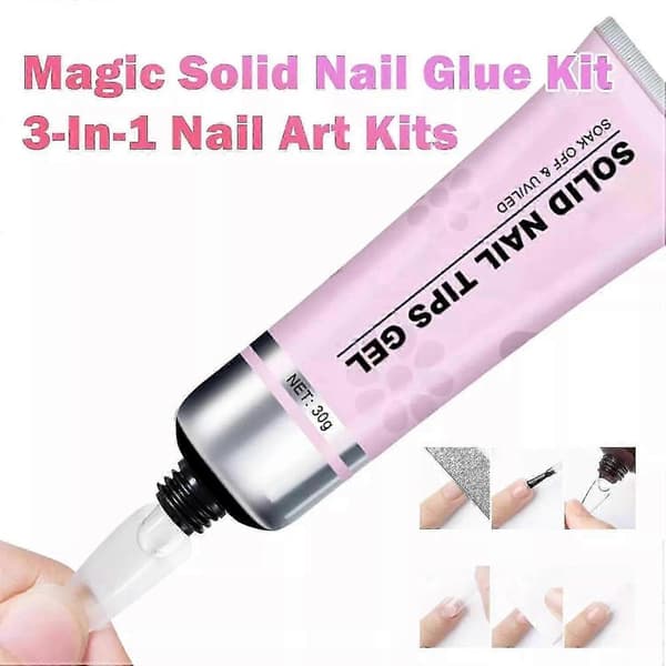 Lulou Magic Solid Nagel Lim Kit 3-i-1 Nagelkonst Kit För Nagel Tipp Press På Naglar Solid Patch Adhesive