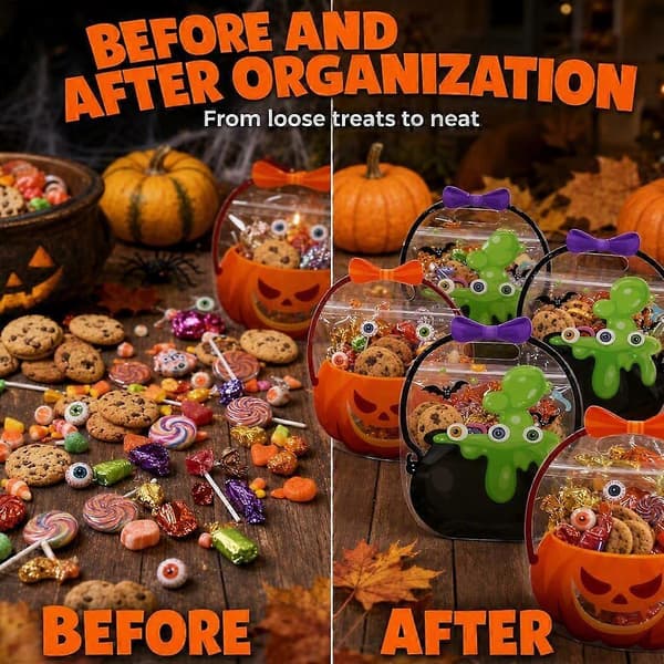 Återförslutningsbara godispåsar för Halloween, förseglade presentpåsar med pumpa, fladdermus och spöke B