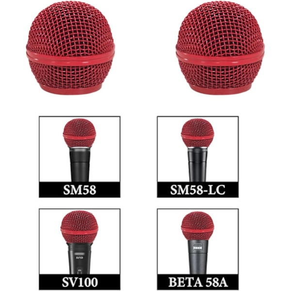 2 stk. mikrofondeksel, mikrofonutskiftingsgitter kompatibel med Shure SM58, SM58-LC, SM58S, BETA 58A, SV100 mikrofonhodedeksel