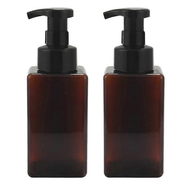 2-pack Foaming Soap Dispenser 450 ml Refillable Foam Liquid Hand Soap Empty Plastic Bottle Container - Brown