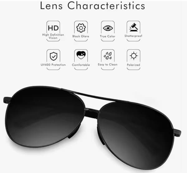 Unisex Polariserede Pilot Solbriller UV400 Beskyttelse V101 Sort