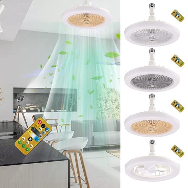 Socket Fan Light 10 Inch Socket Fan Ceiling Fan with Light Dimmable Remote Control 3 Fan Speeds E26/E27 Light Socket Fan for Bathroom Bedroom Wardrobe