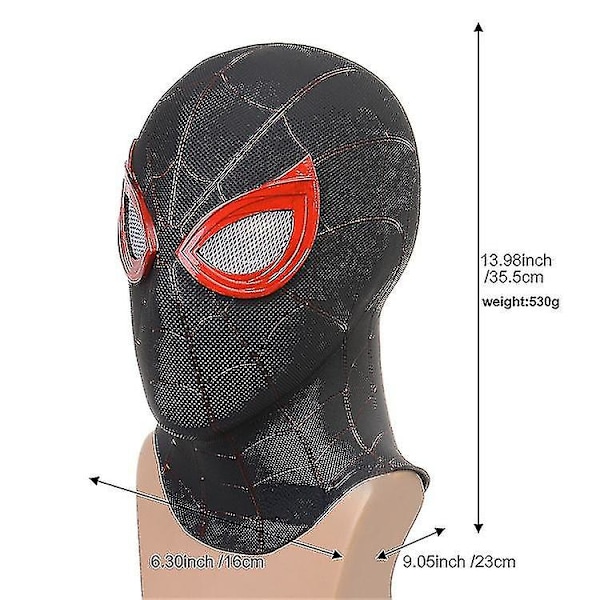 Spiderman-naamio PVC Realistinen naamio Musta Spiderman-naamio Huppu Cosplay-lavarekvisiitta