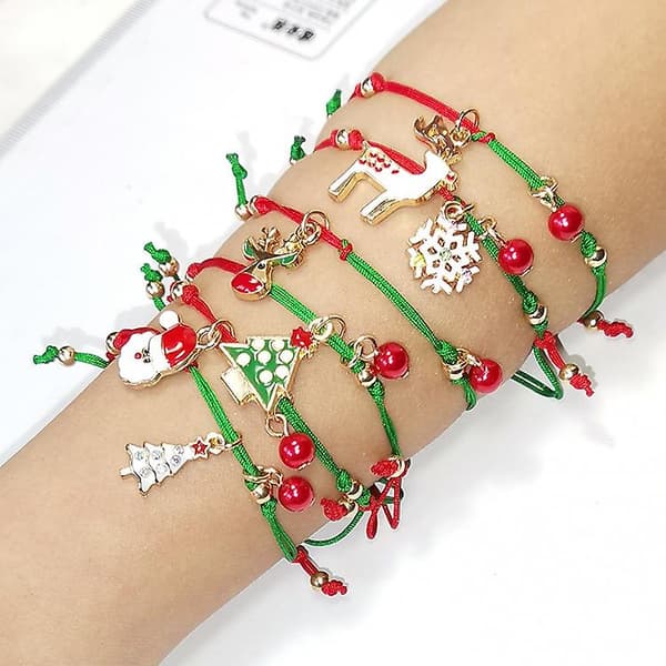 10 stk. julehåndstrikket armbånd julegaver, stil: elg 2