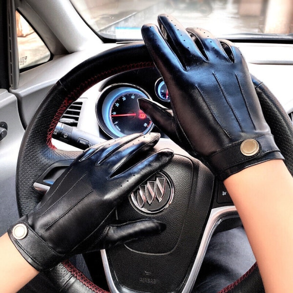 Men's 100% leather goatskin riding outdoor warm business driving leather gloves