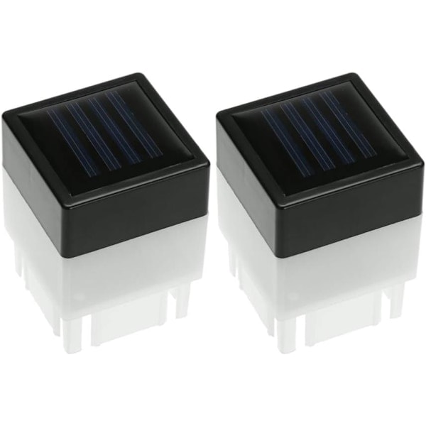 Solcellstaket Solcellslampor Kvadratiska Solcellsstolpbelysning, Utomhus Stolptoppsbelysning för Staket Däck (2-pack)