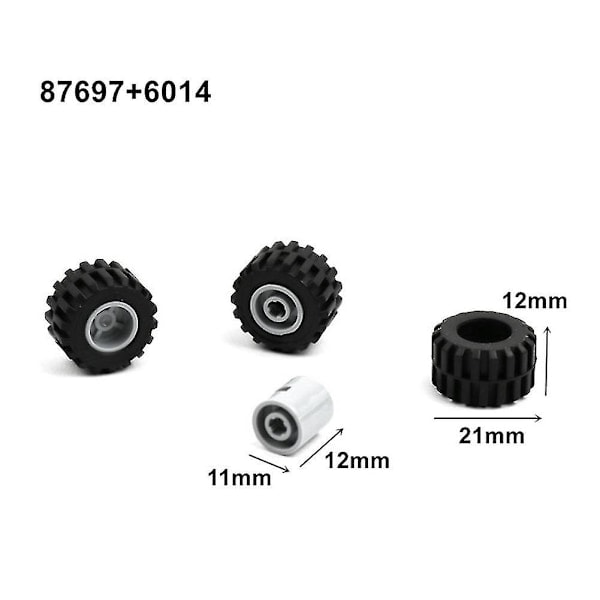 48 st Mini Hjul Axlar Paket Block Bil Tillbehör Däck Nav Klassiska Byggklossar Barn DIY Leksaker Byggklossar
