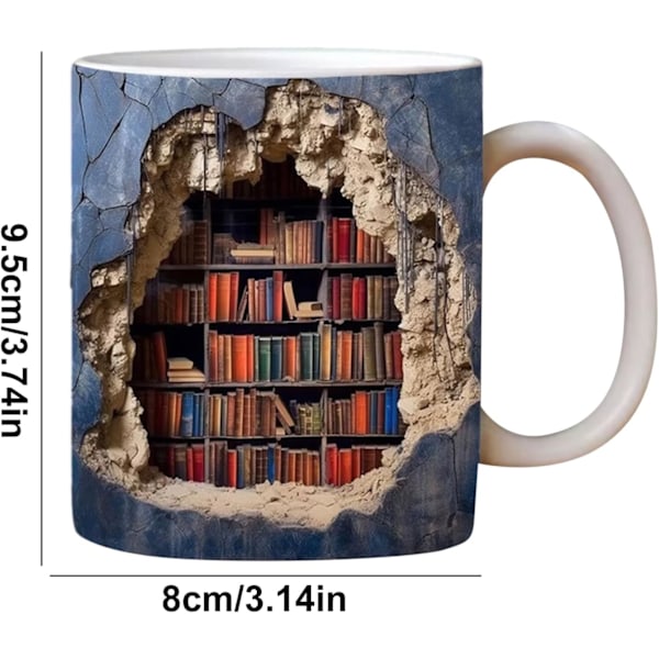 3D Bokhylla Mugg | Bibliotekshylla Kopp 11 Oz | Kreativ Rymddesign Fleranvändningsbar Keramikmugg, Bokälskare Kaffe Mugg