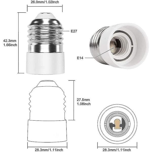 E27 til E14 4-pakning sokkeladapter Høykvalitets lampebase sokkelkonverteradapter for LED-lamper og glødelamper og CFL-lamper