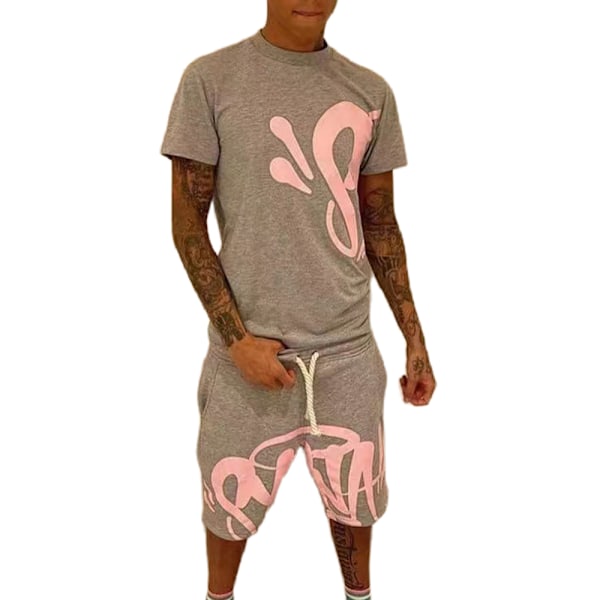 Syna World Herre Kortærmet T-shirt & Shorts Afslappet Outfit Sæt Sommer Træningsdragt D D D 2XL