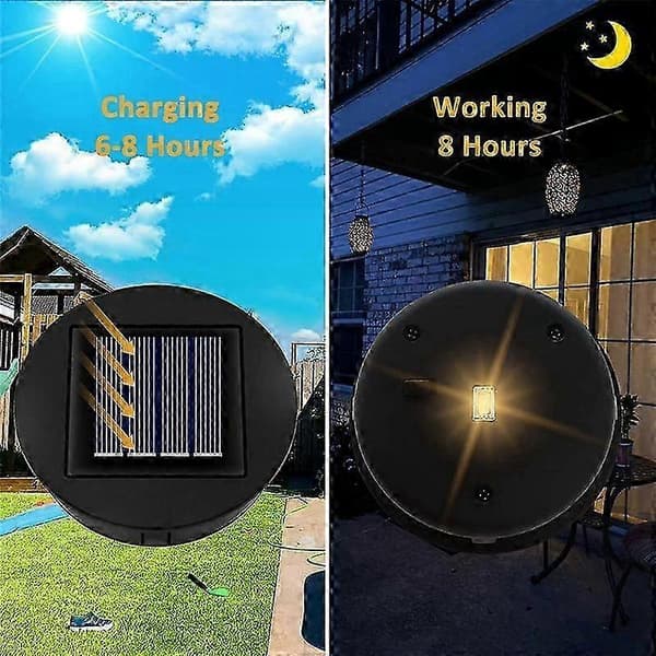 4-pak solcelle-lanterne-toppe LED-stibelysning til have og udendørs brug Black