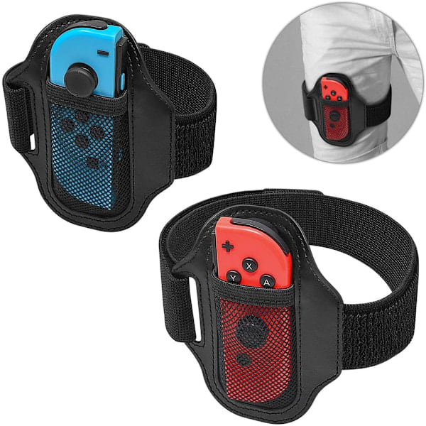 Familjevänligt Andningsbart Material: 2-pack Justerbara Benremmar för Nintendo Switch Ring Fit Adventure, Ger Bekvämt Skydd för Joy-Con Under