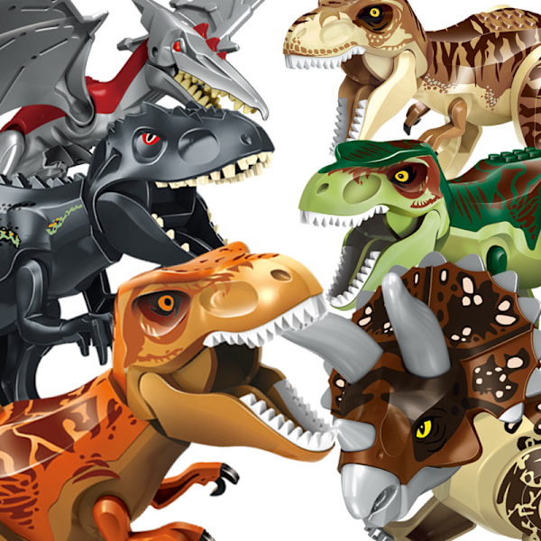 Dinosaurfigurer, Indominus T Rex-blokk, stort dinosaurblokk, bursdagsfest for barn A