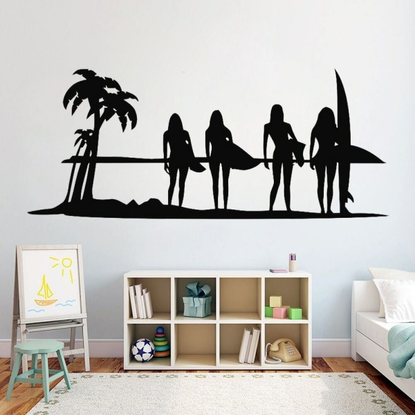 Surfing Girl Surf Vinyl Wall Decals for Girls Room Surfer Wall Stickers Sports