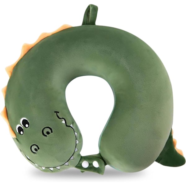 Söt resekudde för barn och vuxna, ren memory foam U-formad nackkudde med tvättbart överdrag, bekvämt huvudstöd resetillbehör, dinosaurie Crocodile