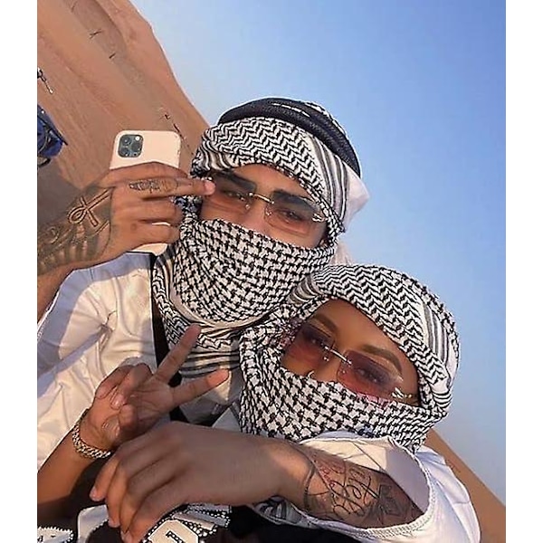 Arabisk keffiyeh for menn, turban, muslimsk palestinsk skjerf, saudisk arabisk agal, sheik-hatt, kostyme for menn