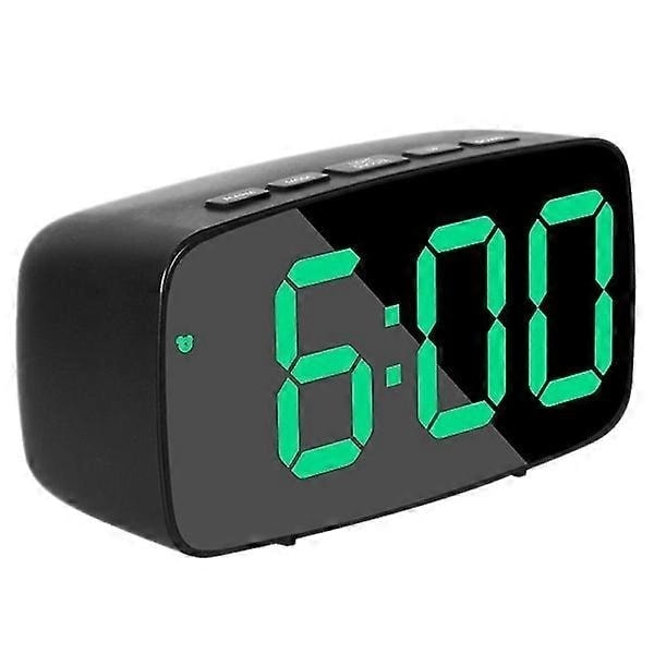 Smart Digital Väckarklocka för Sängbord, Grön LED Rese USB Bordsklocka med 12/24h Datum Temperatur