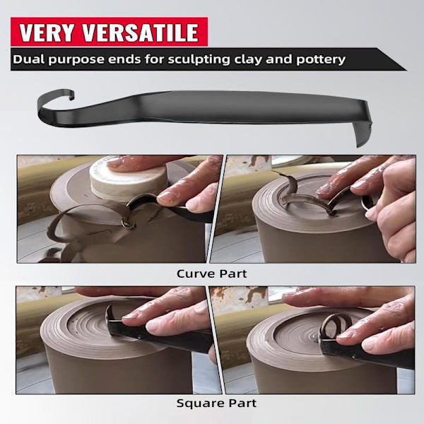 Versatile Pottery Turning Tools for Ceramics, Sharpened Ceramic Tool for Potters, High-Quality Double-Sided Clay Tool Pottery 1 Piece Black