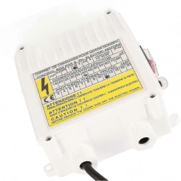 Termiskt skydd pumpkontrollbox med strömbrytare för dränkbara pumpar och hushållspumpar EU Plug 220V 1.1KW 1.5HP 60uf 25A