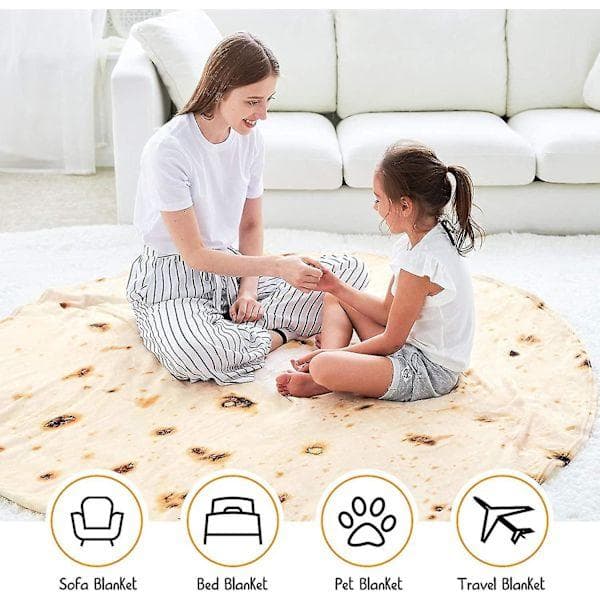 Burrito Blanket, Double-Sided, Giant Flour Tortilla Blanket-120*120cm