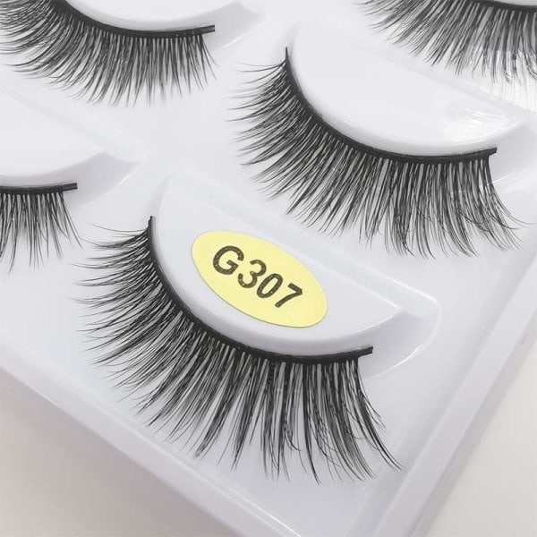 5 par løse øyevipper - 3D faux mink - G307 Svart