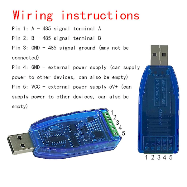 USB til RS485 kommunikasjonsmodul lang avstand for multisystem USB til RS485