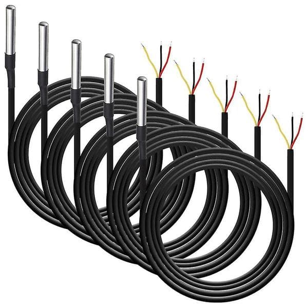 5 stk. Vandtæt DS18b20 Temperatursensor, Digital Temperatur Termisk Kabeltemperatur (-55- +1
