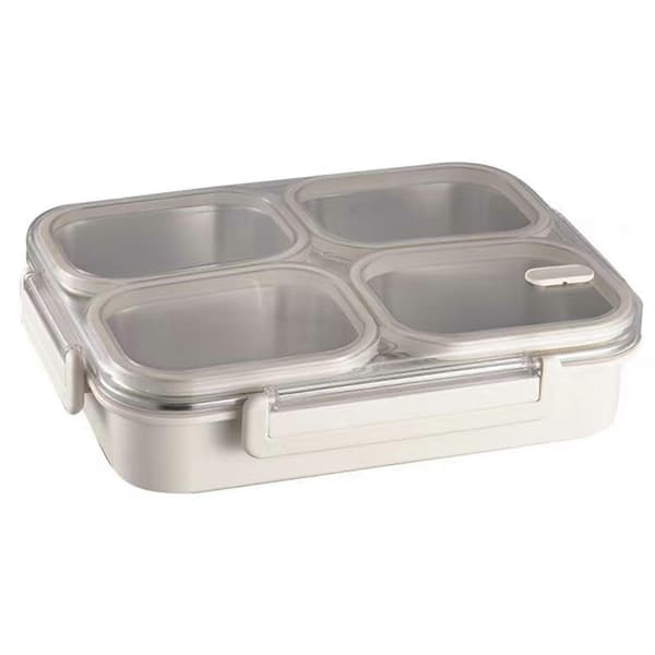 Bærbar matboks for barn, rustfritt stål, flere rom, matbeholder for daglig måltidsforberedelse white 1600ml