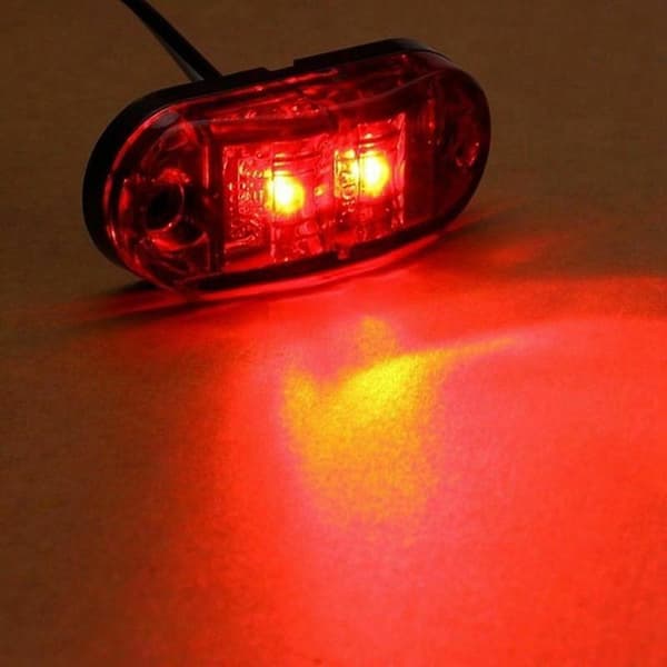 5X +5X Røde LED Bil Lastbil Trailer Autocamper Oval 2,5 tommer Sidemarkeringslys [DB] Rød gul