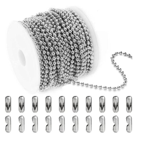 10 meter kulkedjor i rostfritt stål, pärlhalsbandskedjor, DIY-hantverk, små metallkulkedjor för smyckestillverkning, hållbara