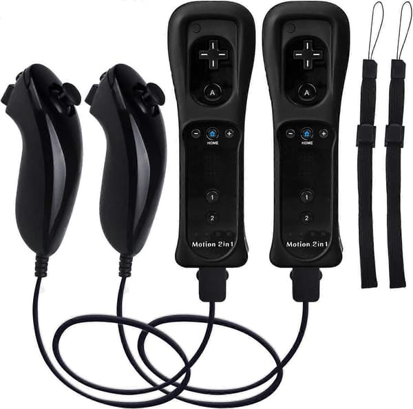 2025 Nyeste Motion Plus Wii Controller 2-pak med Nunchuck, Wii Remote