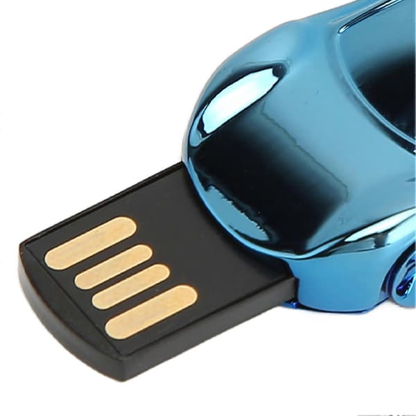 USB-flashdrev, 64 GB, cool sportsvognsform, metal, USB 2.0-interface, Plug and Play, blå