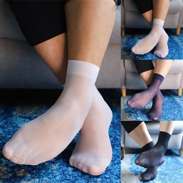 Mens Socks Shorts Elastic Ultra Thin Silky Silk Socks Business Dress-