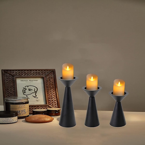 Set med vintage ljusstakar i svart metall, 3-pack retro - Perfekt