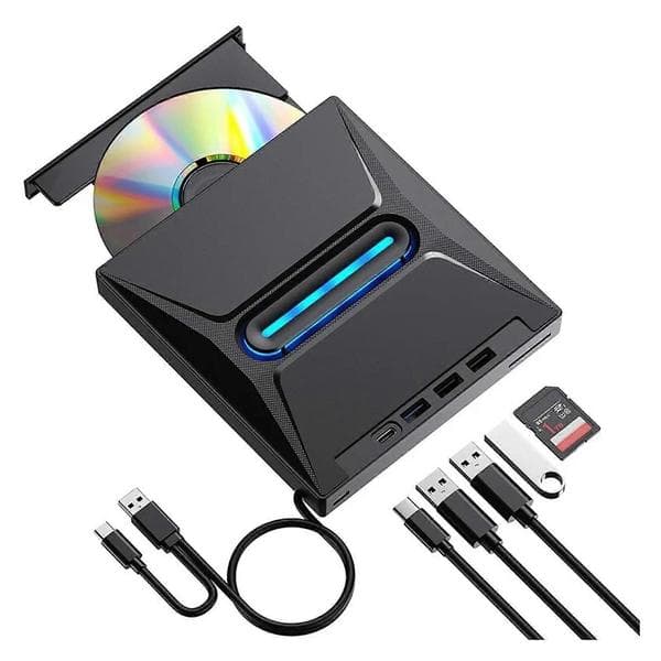 Eksternt CD DVD-drev med Blu-ray, SD-kortlæser, multiformatbrænding til bærbar og stationær computer