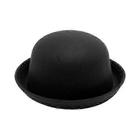 Flat-top Fedora Hatt Unisex Ensfarget Imitert Ull Retro Rund Lett Jazzhatt 56-58cm Hodeomkrets black