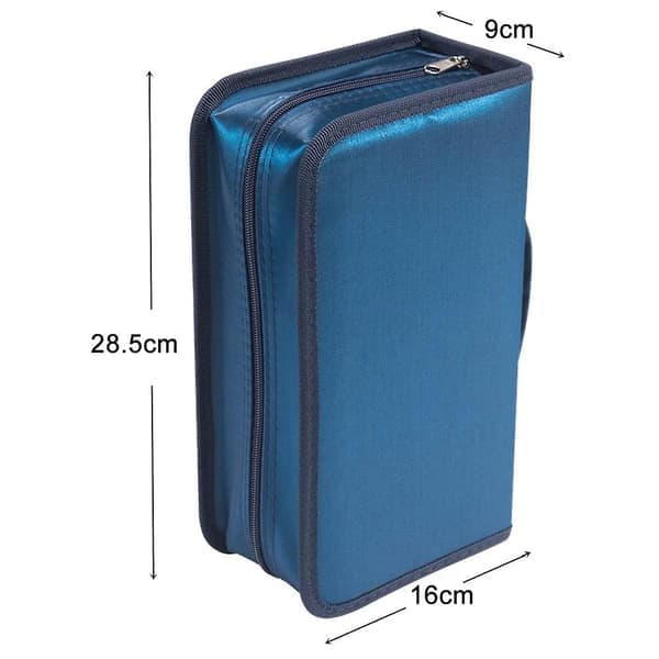 CD Case, 128 Capacity Mercerized Fabric CD DVD Holder Protection Zipper Portable Disc Storage Wallet Organizer - Dark Blue