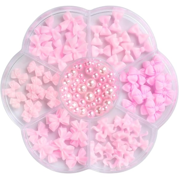 3D Rosett-Nagelstuds Strass Kristall Harts Nagelkonst Berlocker Rosa Rosett Nagelkonst Dekorationer Söta Band Nagel Smycken Tillbehör