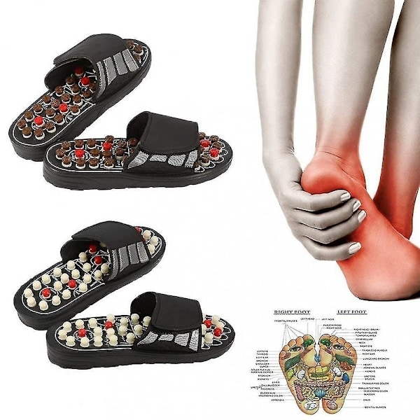 Et par fodmassage sko Roterende fod Akupunktur Tøfler Sandaler Afslapning Stress Sundhedsmæssig（Størrelse:38-39