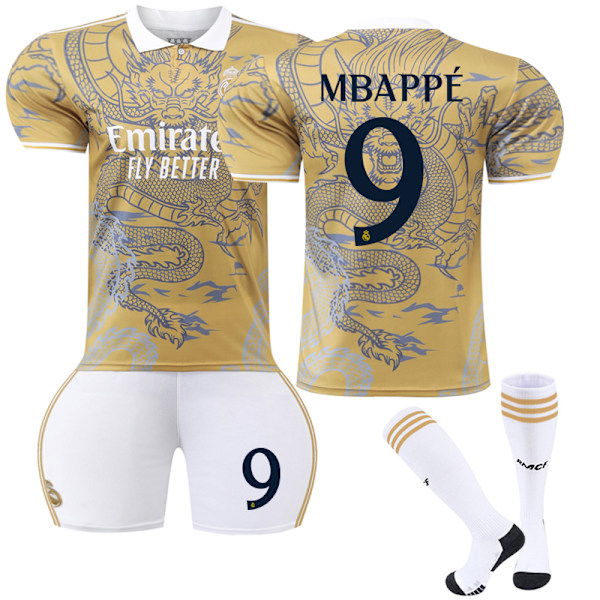 Ny Real Madrid Special Edition Barn Trøje Nr. 9 Mbappe Guld Gold 16